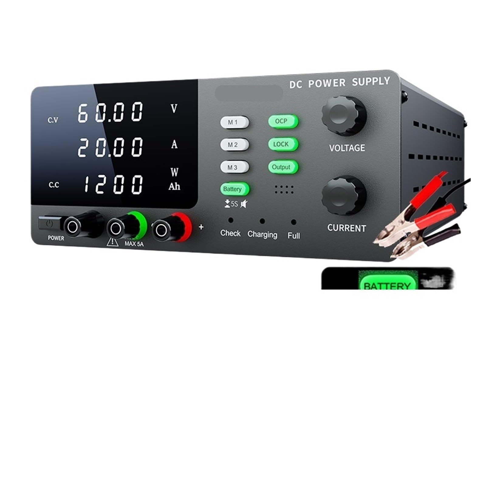 Regulowany zasilacz laboratoryjny 60 V 20 A, 12 V, 24 V, 48 V, 120 V (R-SPS6010C 60V10A, AC 110V)