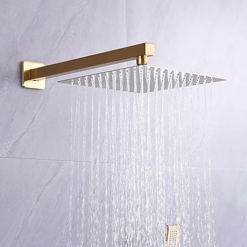 Miniatura 4 de Sistema de ducha montado en la pared de baño, cabezal de ducha de lluvia de 10 pulgadas y cabezal de ducha de mano, conjunto combinado de cuerpo de