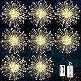 KIKILIVE Firework Lights, 8 Pack LED Copper Wire Fireworks Lights Fairy Lights Christmas Fireworks Hanging Dimmable String 8 Modes Waterproof with Remote Control for Christmas Wedding Garden