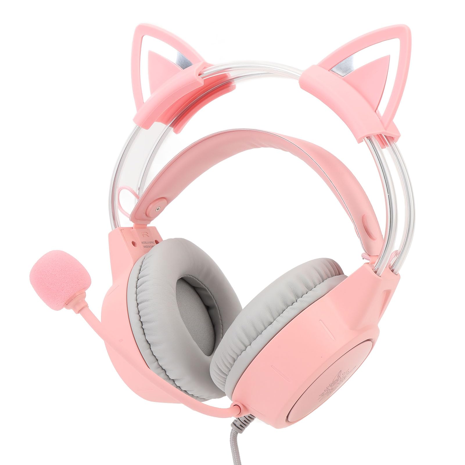 Katzenohr-Kopfhörer, 3,5 Mm Kabelgebundenes RGB-Stereo-PC-Gaming-Headset mit Mikrofon, Regenbogen-RGB-Beleuchtung und Virtuellem Surround-Sound, Leichte Over-Ear-Kopfhörer