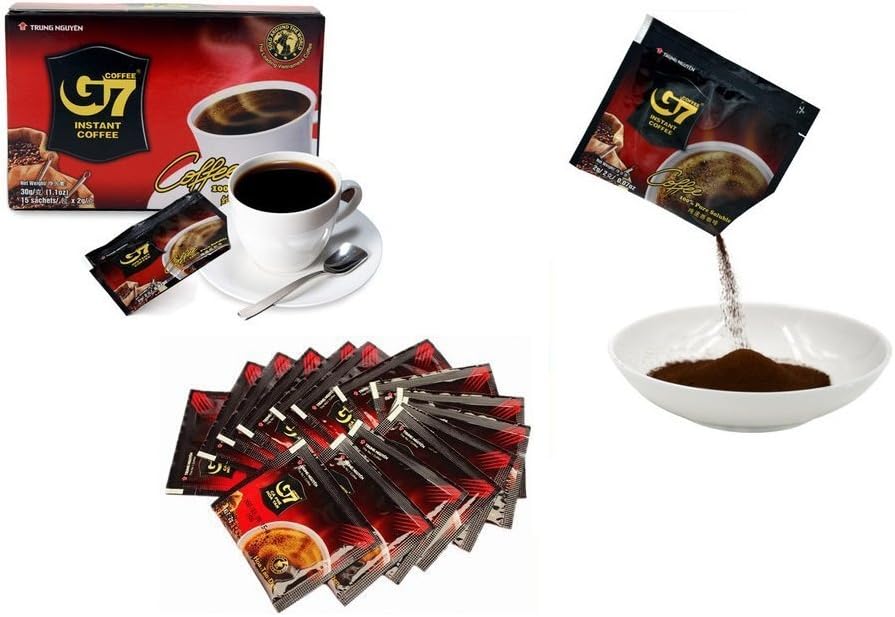 Trung Nguyen G7 Black Instant Vietnam Coffee, 100% Pure Soluble 90g (2g x 45 sachets)