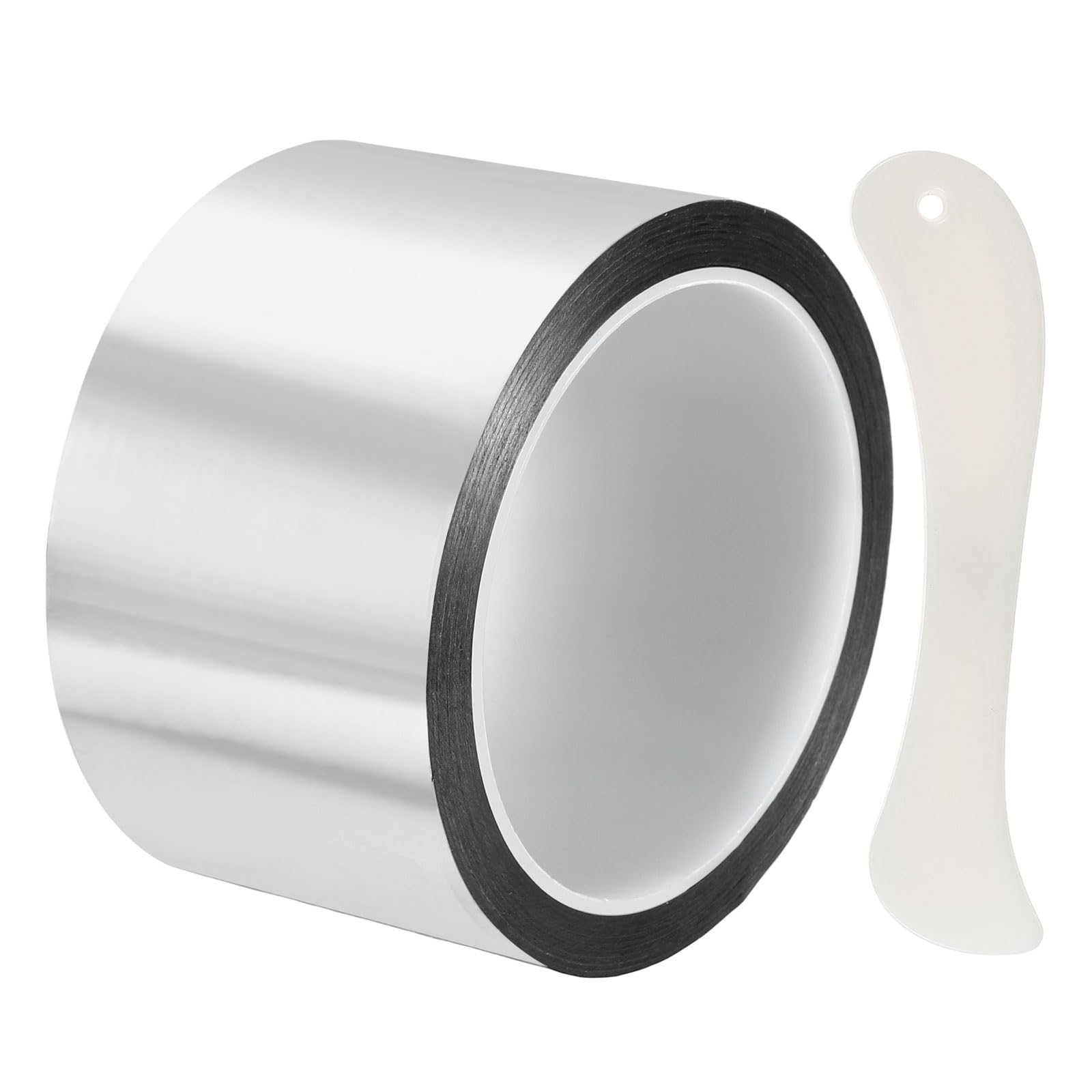 DEFANEX Metallic Mirror Tape (60mm x 50m, 0.05mm, Silver) Self Adhesive Duct Tape, for Wall Decoration Border DIY Gift Wrap