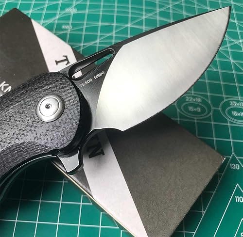 Miniatura 9 de Twosun Cuchillo plegable con cuchilla N690 Micarta/420 mango de acero llano Borde Liner Lock Knife TS506-N690
