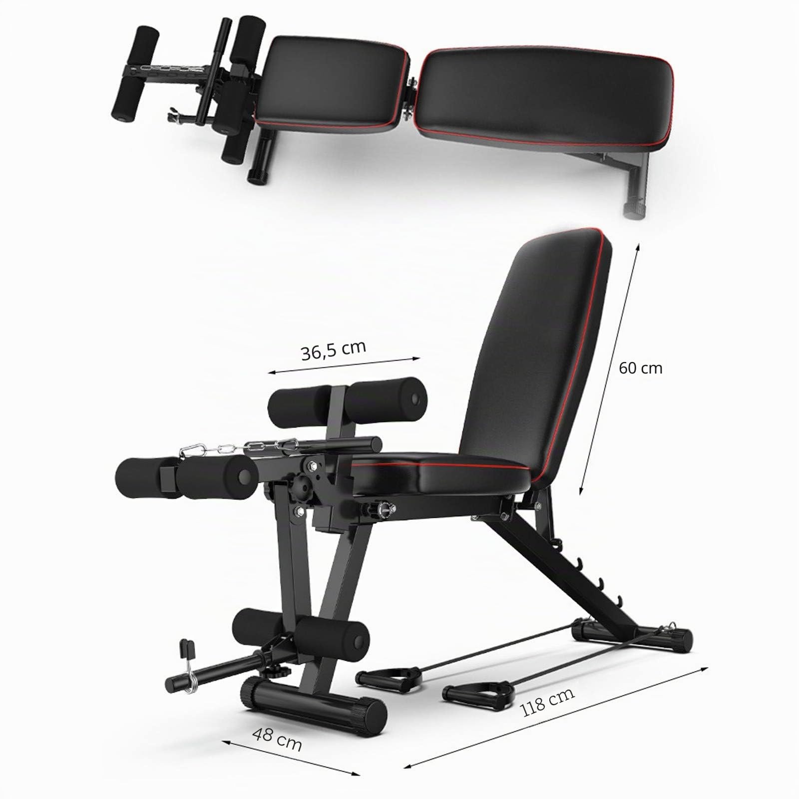 GJXJY Panca Pesi Regolabile Multifunzione con Leg Extension E Leg Curl Panca Pesi Schienale Regolabile in 4 Livelli per Casa e Palestra, Carico Massimo 200 kg