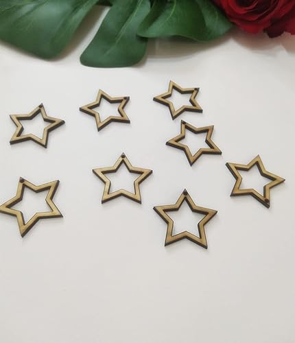 Miniatura 7 de 30 piezas de espacios en blanco de madera con marco de estrella, marco de aretes de macramé, aros, joyas en blanco de madera sin terminar (2