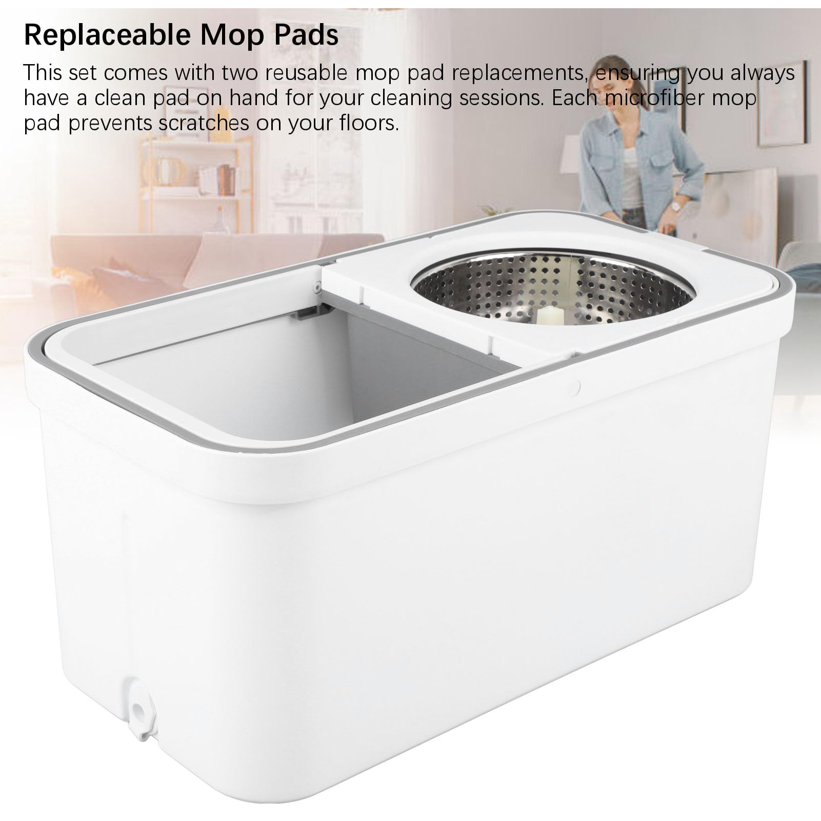 Haofy Cubo DE MOP Sping con Set DESCRIBA DE WRINGE 360 Grados Claza Giratoria Traño Microfibra Mapas Giratorios Piso Giratorios para Mopos