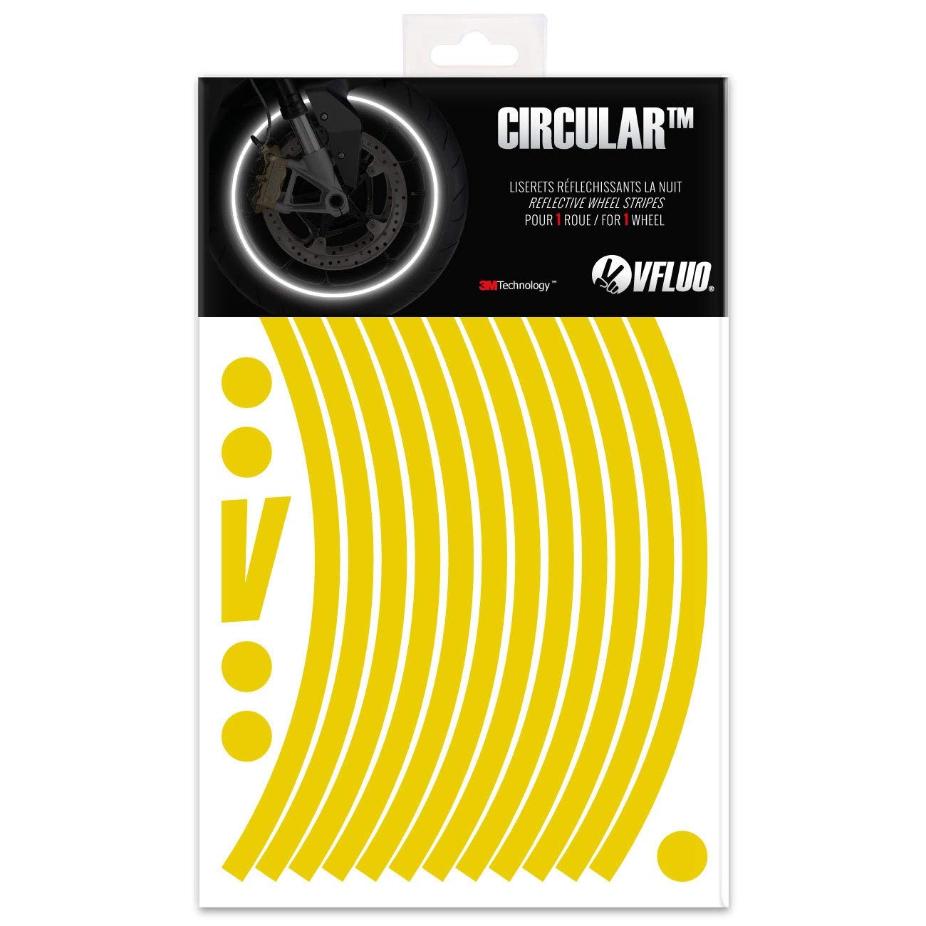 VFLUO - Kit Pegatinas Llantas de Moto Reflectantes, Autoadhesivas para 1 Rueda, 3M Technology™ - Gran Visibilidad Lateral - Discreto y diseño - Fácil colocación — view 34