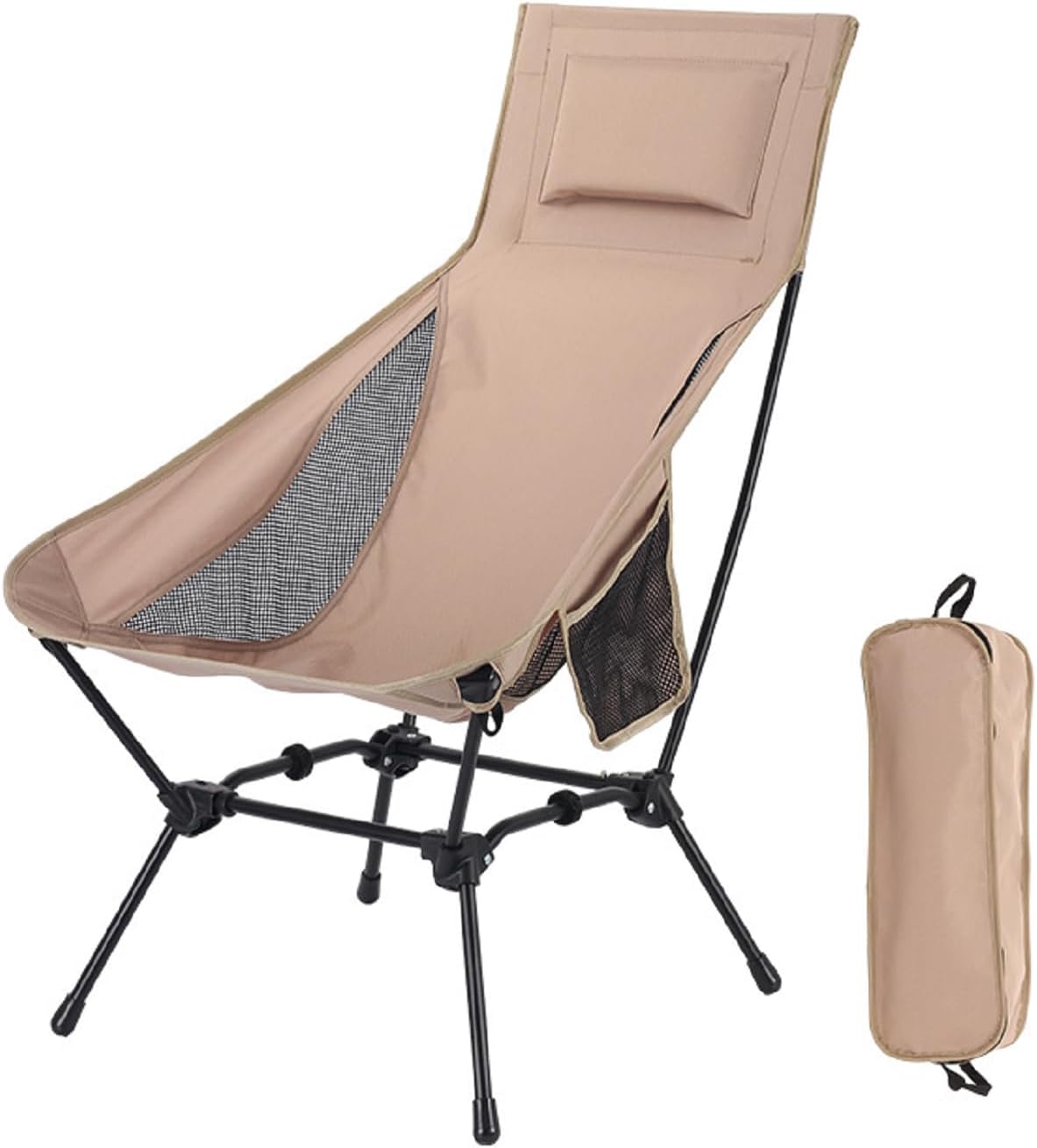 Portable High Back Camping Chair with Adjustable Headrest & Height