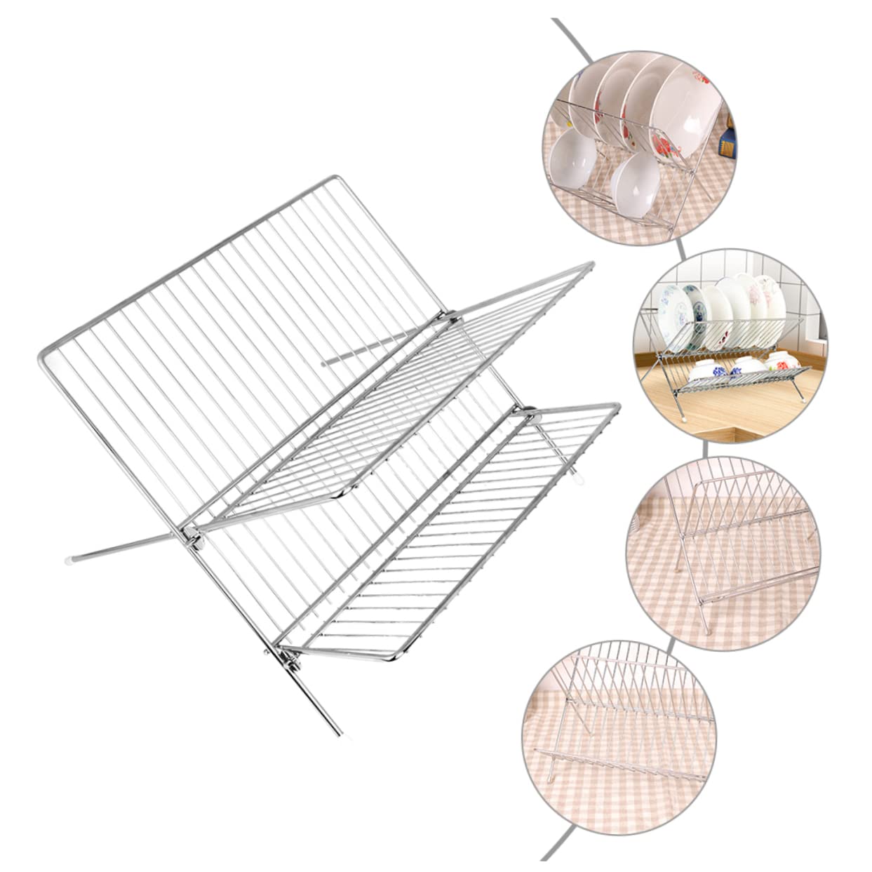 Cabilock Estante para Platos de Acero Inoxidable Plata, Soporte Simple | Organiza Cuencos y Vajilla, Mantiene la Forma, Acabado Decorativo Moderno