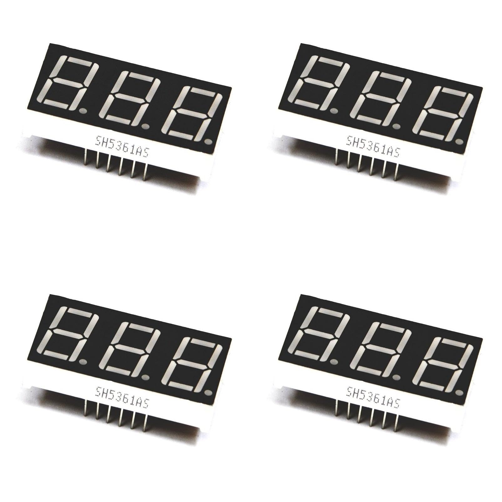 (4 pc) Pro3D Red 0.56inch 3 Digit 7 Segment LED Display Digital Tube - Common Cathode