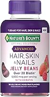 Nature's Bounty Optimal Solutions Advanced Hair, Skin & Nails Jelly Beans with Biotin, Mixed Fruit Flavor, 180 Count