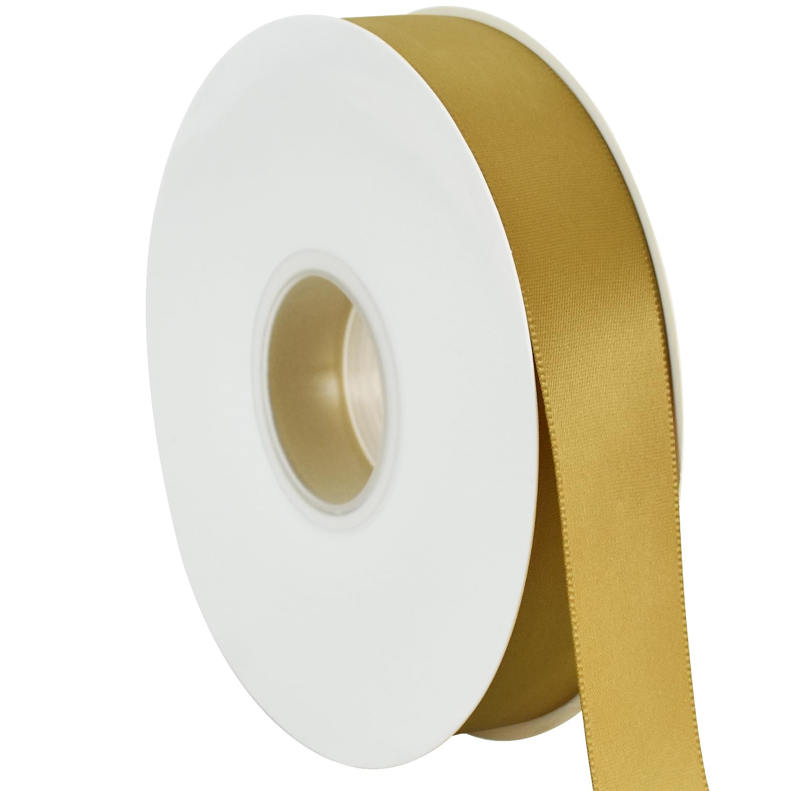TONIFUL 1 Inch x 50yd Gold Satin Ribbon Thin Solid Fabric Ribbon for Gift Wrapping, Floral Bouquets, Bows and Craft Making, Christmas Valentines Birthday Wedding and Party Decoration — image 1