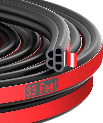 Tira de goma universal para puerta de automóvil, autoadhesiva, insonorización, doble capa, 5 agujeros, para camioneta, caravanas (32.8 pies de largo)