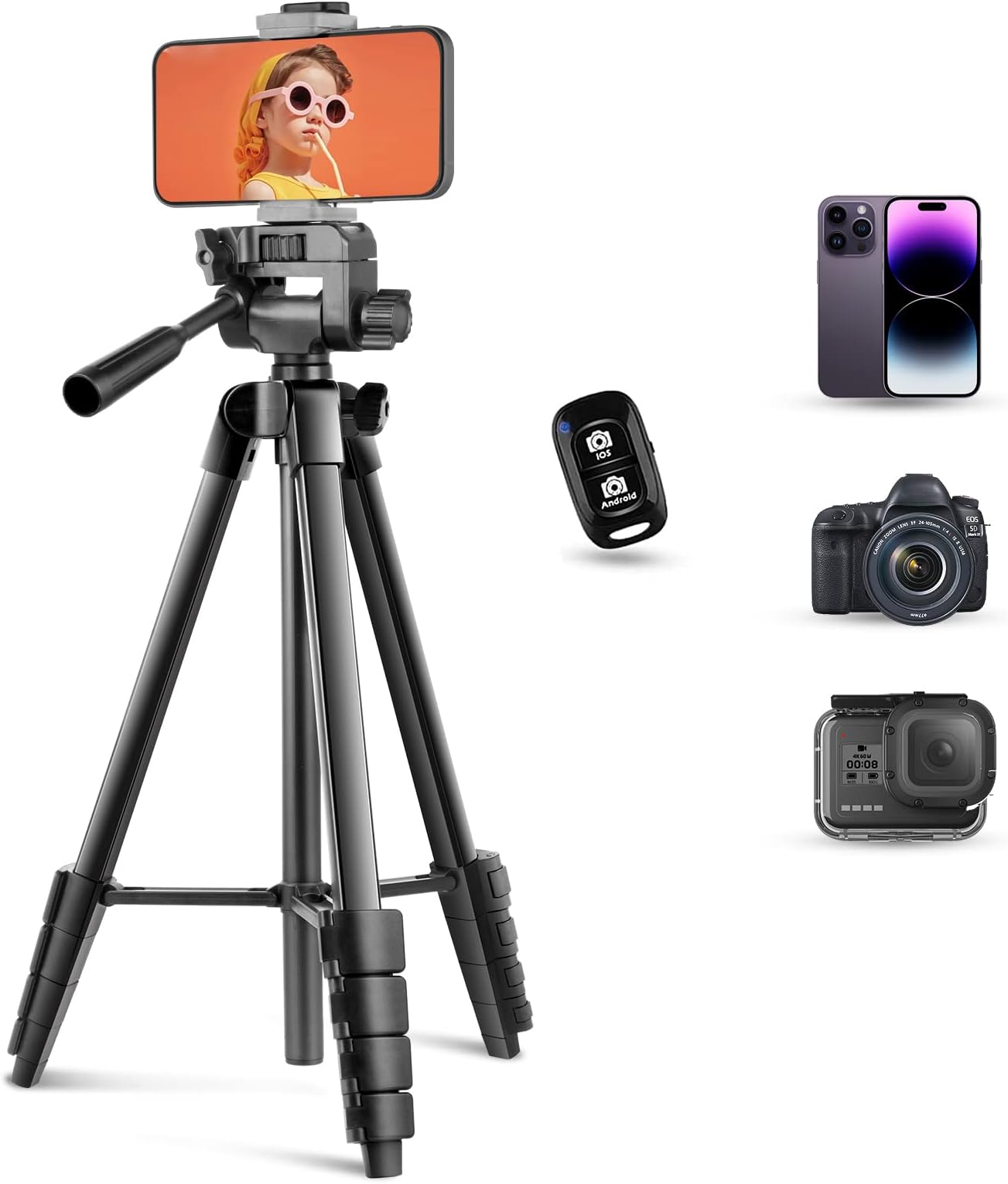 UBeesize Phone Tripod, UBeesize 50’’ Extendable Lightweight