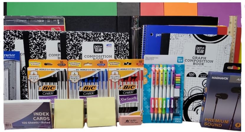 Mega kit de útiles escolares para estudiantes de secundaria y universitarios