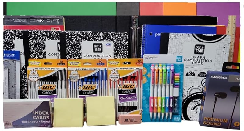 Mega kit de útiles escolares para estudiantes de secundaria y universitarios