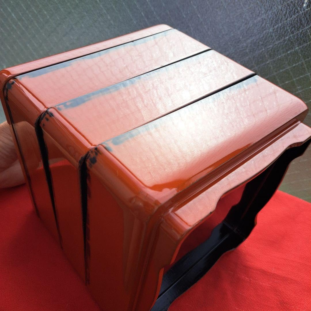 Amazon.co.jp: 会津漆器 6.5寸三段重箱 天然木製 根来塗 工芸品 漆芸