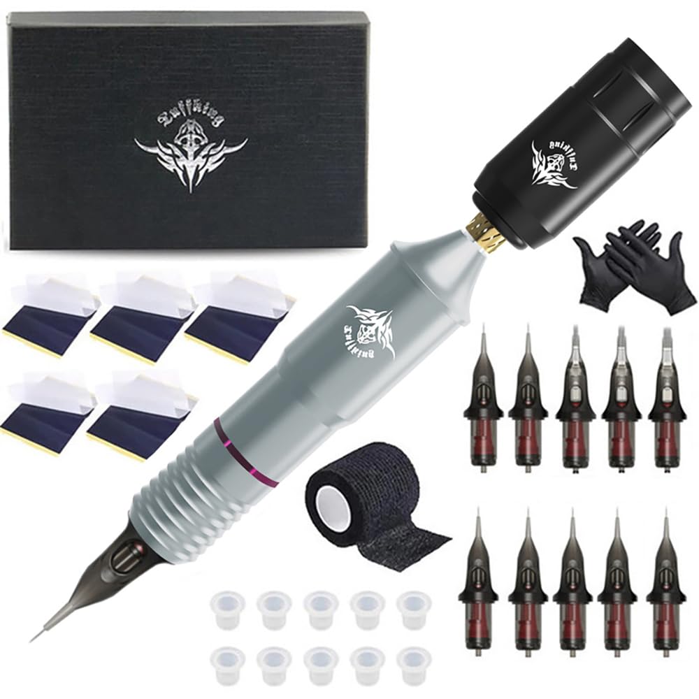 Wireless Tattoo Pen Kit with Detachable RC Power Supply - TTOOGO 6000–12000RPM Rotary Pen, 133g Lightweight Aluminum, 6–11V Adjustable Voltage, USB Type-C Charging,Red,B