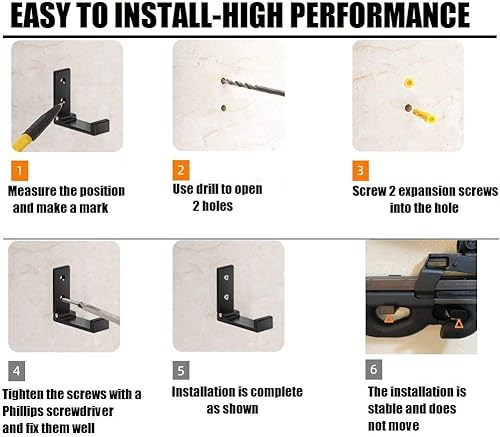 Miniatura 6 de Ganchos para pistola, estantes plegables para interior con acolchado, excelente para colgar o almacenar cualquier pistola larga, escopeta, rifle,