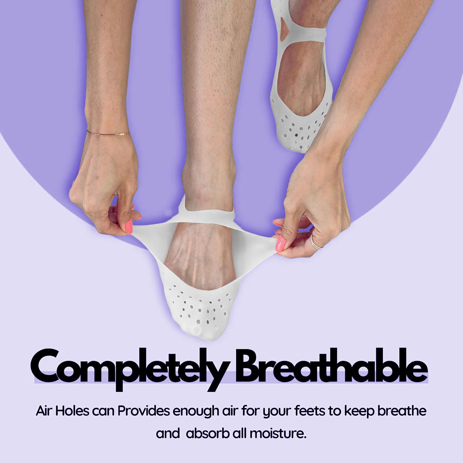 SUPERSTUD Silicon Socks For Cracks for Women/Men, Professional Moisturizing Silicone Gel Socks with Arch Support, Treatment for Dry Crack Feet Hydrating Spa Socks for Heel Repair (WHITE, Free Size) - Image 5 thumbnail