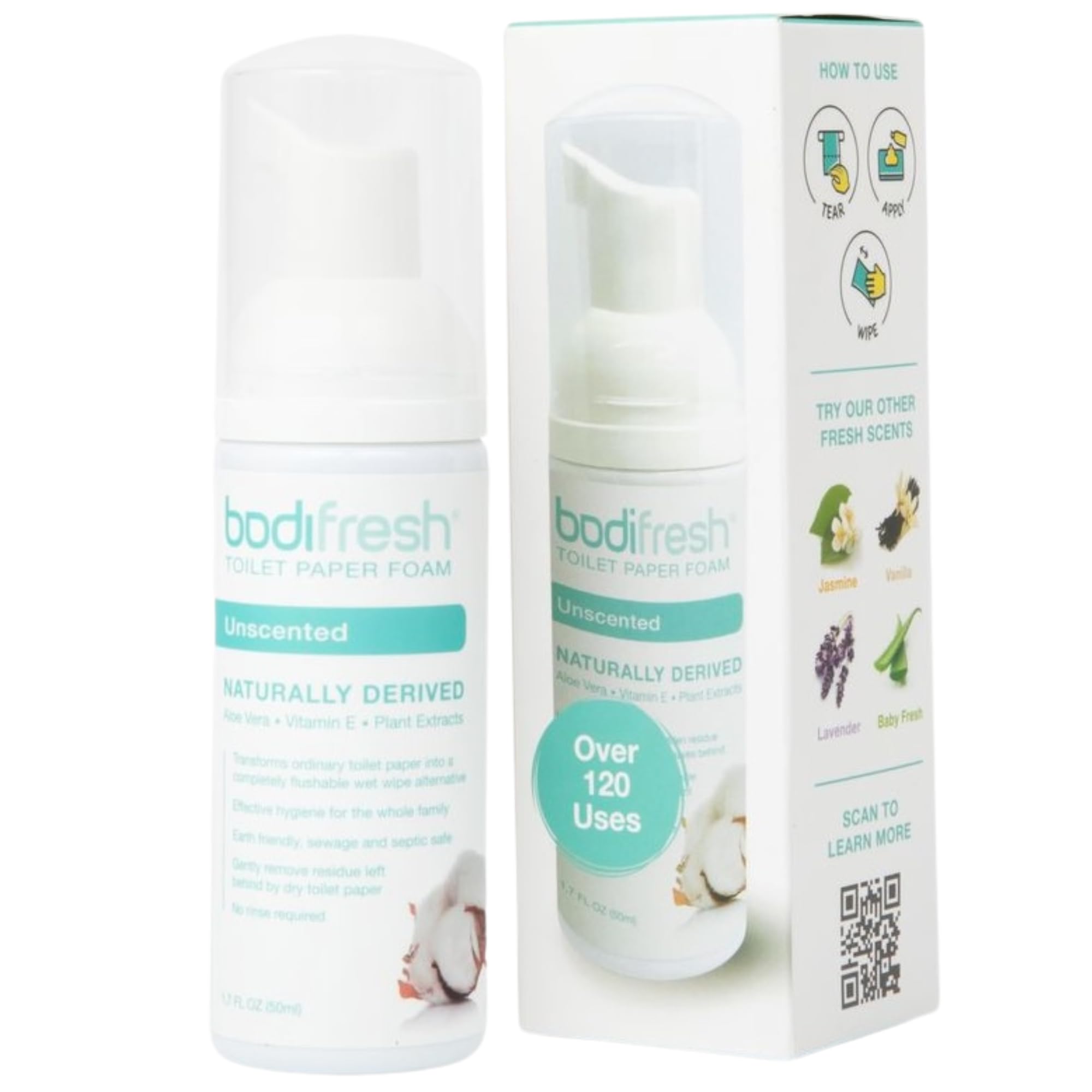 Toilet Paper Foam, Liquid Wet Wipe | Plant-Based, Eco Friendly Flushable Wet Wipe Alternative with Aloe & Vitamin E (1.7 Fl Oz (Pack of 1), Unscented)