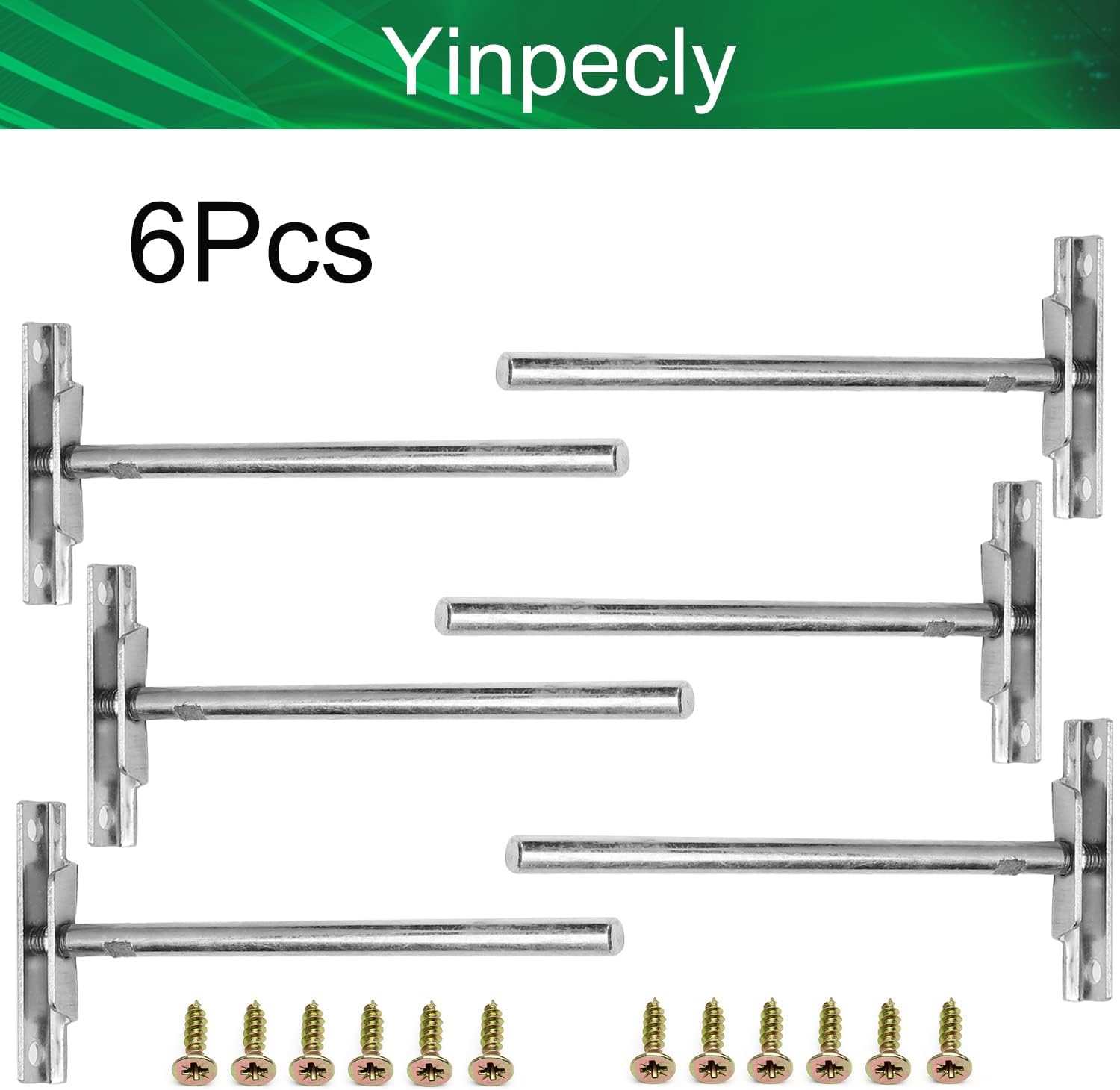 Yinpecly Invisible Floating Shelf Brackets Carbon Steel Hex Shank 144mm Hidden Shelves Supports Kit for DIY Home Wall Shelf,6PCS