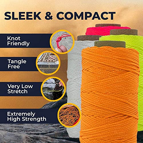 Sgt Knots #18 Twisted Mason Nylon String Superior And Durable Twine For Masonry Jobs, Diy Projects, Crafting, Commercial, Workshop, Gardening, Trot Line (275Ft, Fluorescent Orange) #TOP2