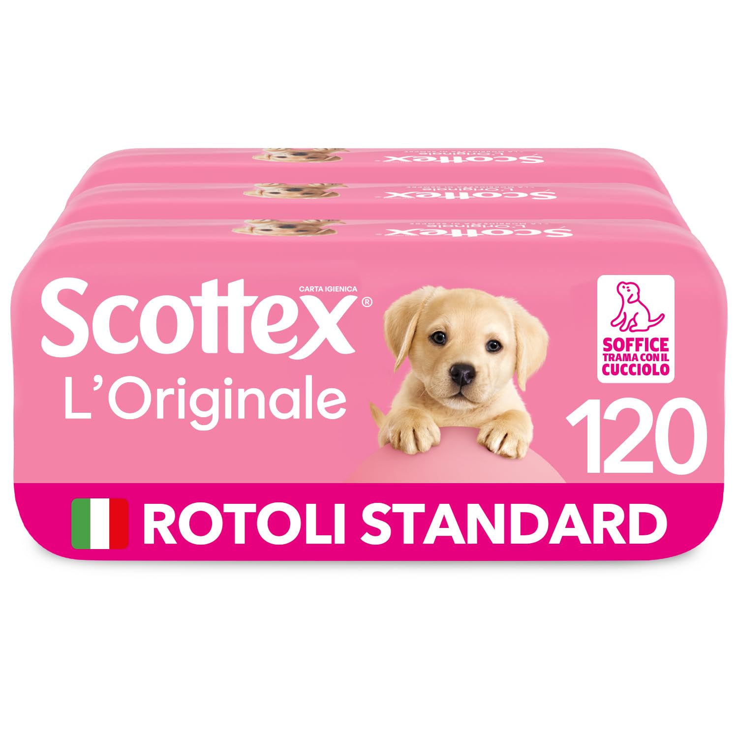 Scottex L'Originale Carta Igienica, Morbida e Assorbente, Pacco Scorta, Fatto in Italia, 120 Rotoli