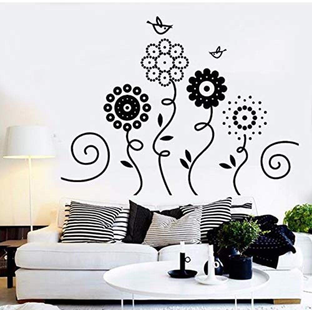 Wall Stickers Nursery Wall Sticker Flowers PVC Wall Decal Garden Birds Nature Art Decor Mural Nursery Flower Decoration Sticker 76X57Cm