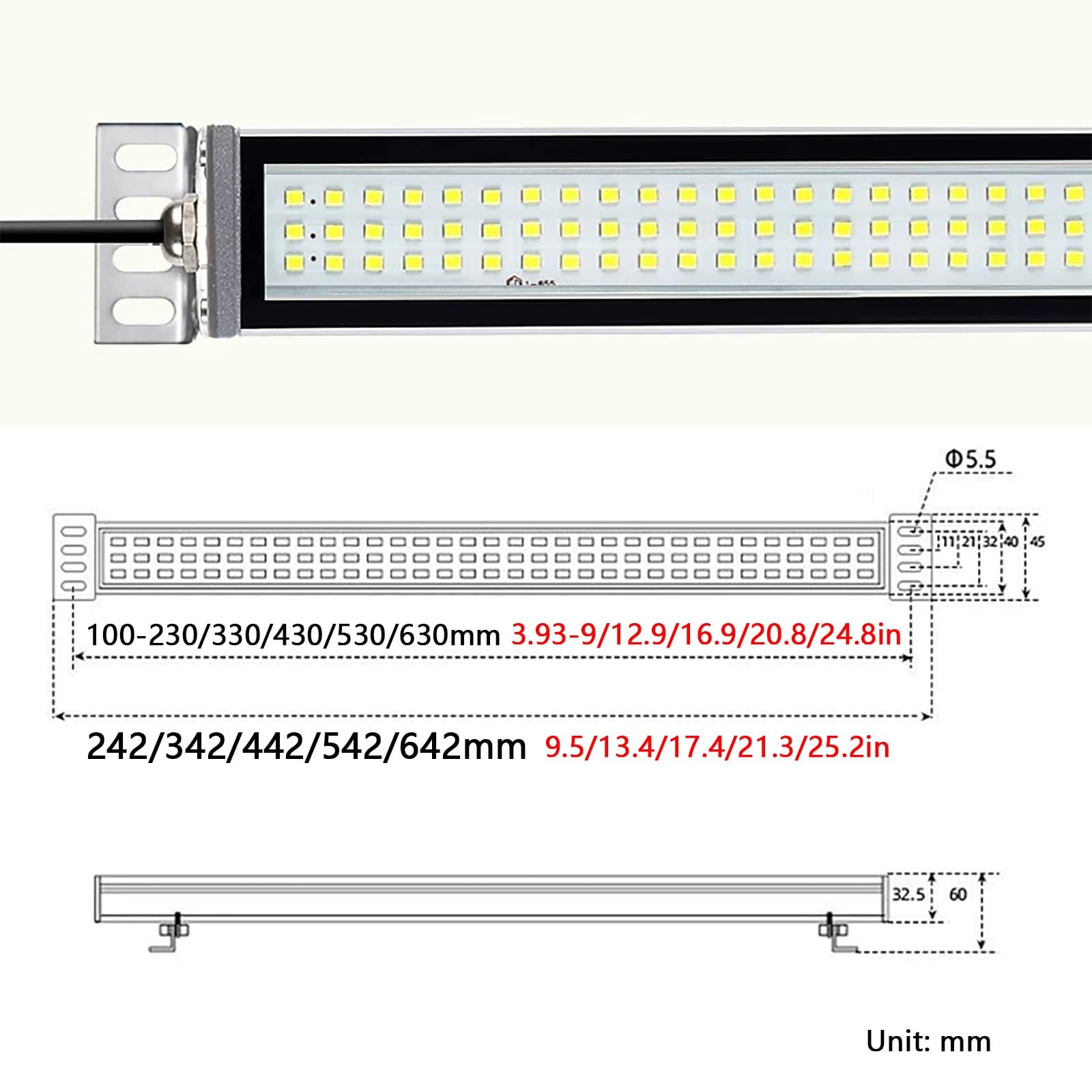 Przemysłowa Lampa Rurowa, Lampa Robocza CNC 24–36 V, Oświetlenie Przemysłowe ze Stopu Aluminium do Obrabiarek i Tokarek, Uchwyt Przesuwny, Wodoodporność IP68(16W)