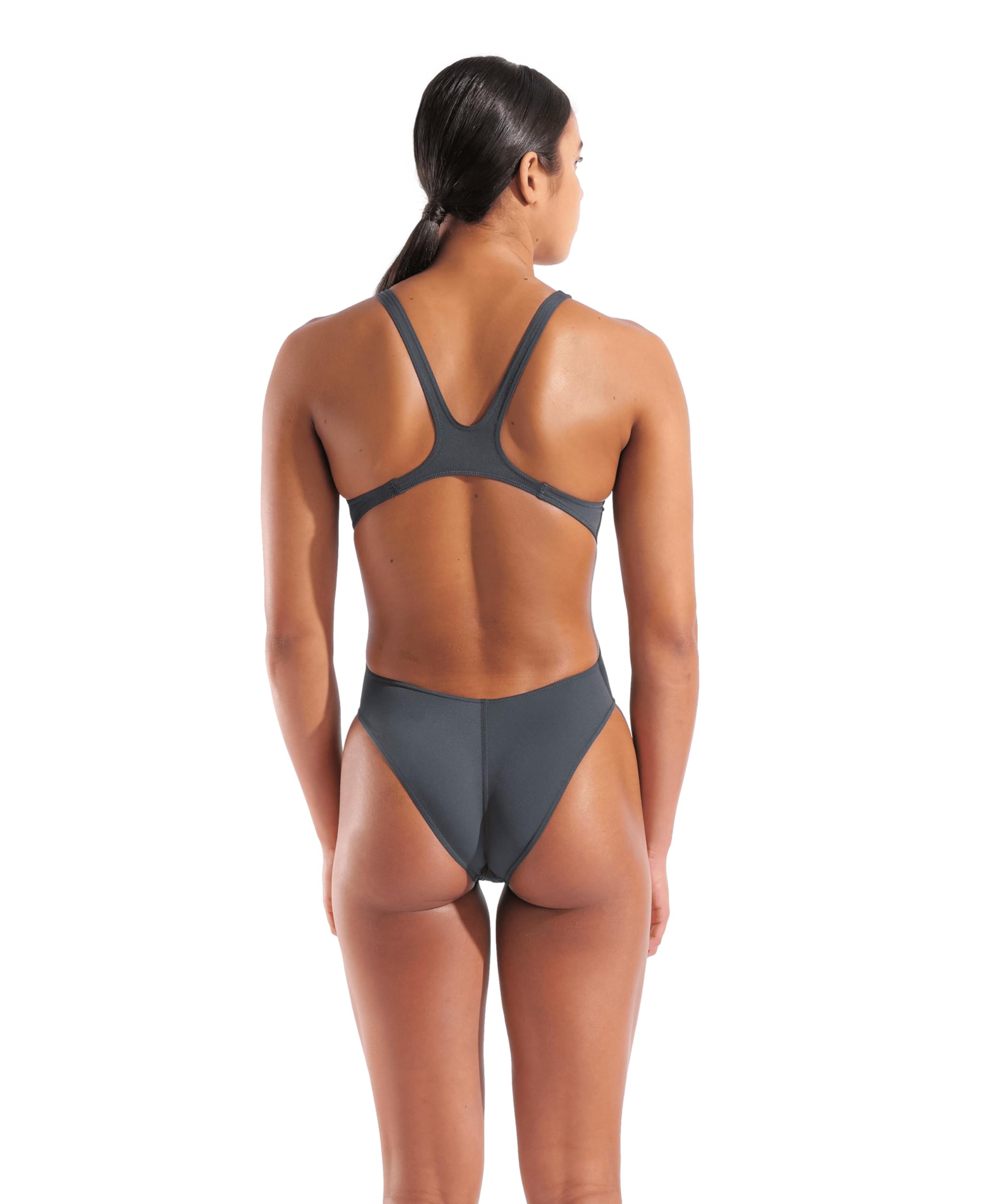 Arena Team MaxLife Challenge Back Maillot de Bain Une pièce pour Femme Uni, Asphalte/Corail Clair, 18