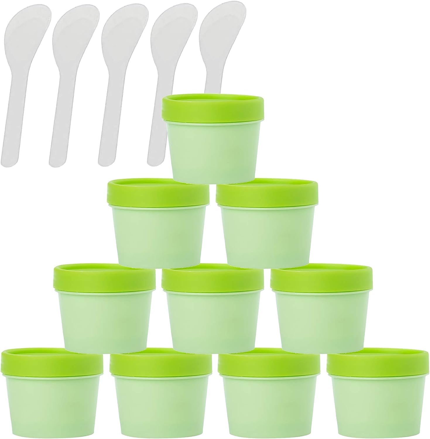 KRXSOBNV Cosmetic Jars, 12 PC Empty Leakproof Cosmetic Pot Container with Lids with 6 Spatula(Green,1.7 Ounces)