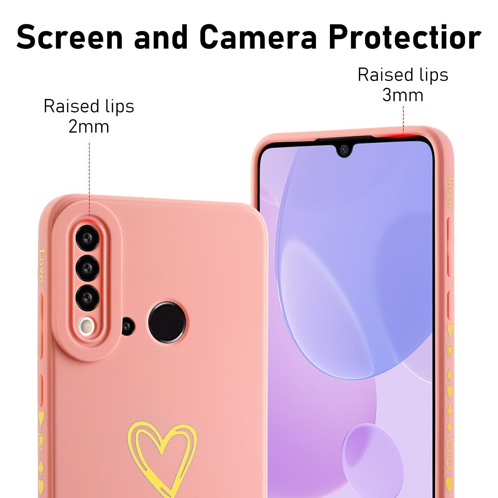 LENGRACE Pour Huawei P20 Lite 2019 Motif Coeur D'amour Coque,Doré