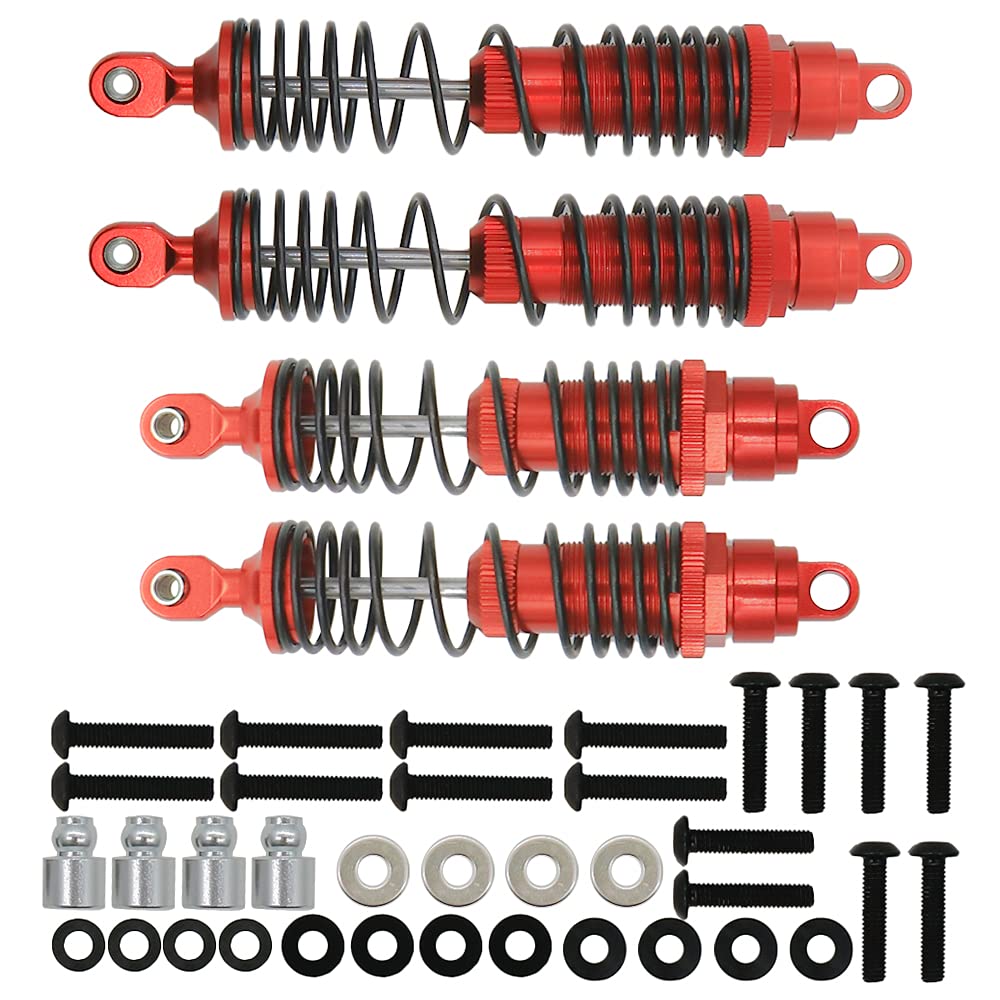 RCAWD Big Bore Shocks For Traxxas Slash 2WD Shocks Parts Full Aluminum Slash Shocks Rustler Stampede Bandit Hoss 110&100mm Damper 5862 Parts(Red)