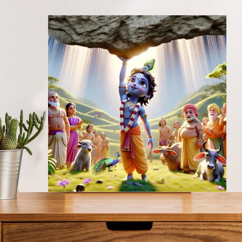 Image of British Terminal Cute little Bal Gopal Baby God Krishna| Kanha Ji | Laddu Lord Makhan Chor Painting Religious Poster for Pregnant Women for wall (matt thin vinyl,sticker,multicolor,unframed)| bj85