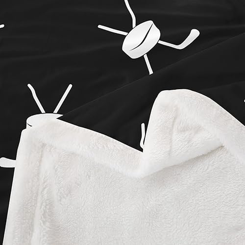 Miniatura 6 de Manta Sherpa de hockey sobre hielo, manta de franela para niños, niñas, adolescentes, adultos, deportes de hielo, manta de felpa de dibujos animados