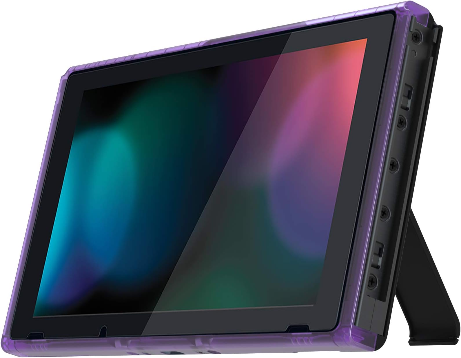 eXtremeRate Clear Atomic Purple DIY Housing Shell for Nintendo Switch Console, Replacement Faceplate Front Frame for Nintendo Switch Console w/Volume Up Down Power Buttons - Console NOT Included