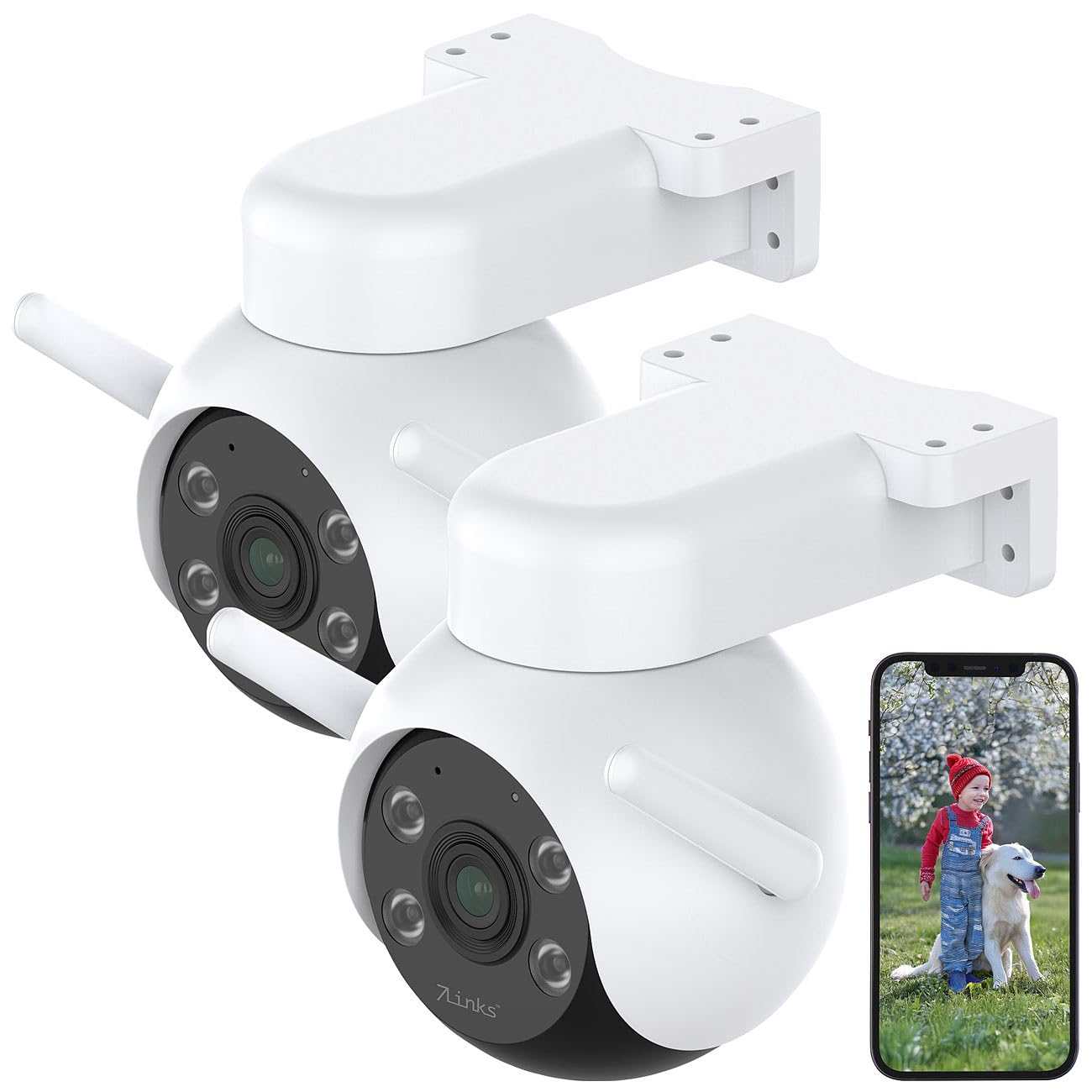 7links Camera: 2er-Set WLAN-Pan-Tilt-Outdoorkamera mit 4K-Auflösung, Farb-Nachtsicht (Überwachungskamera Outdoor, WLAN Kamera 4K, IP)
