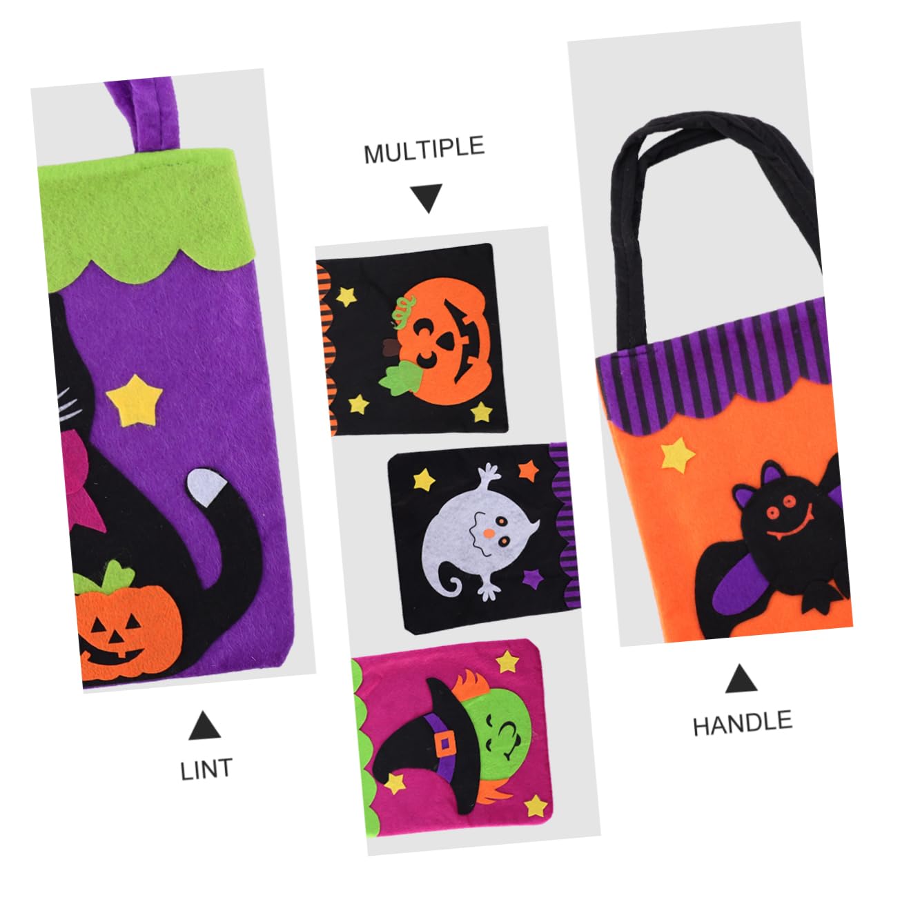 Healvian 18 Stck. Teiliges Halloween Aufnähertaschen Tragbare Lint Taschen aus Weichem Material Dekorative Süßigkeitentaschen für Langlebig und Komfortabel für Halloween Party und
