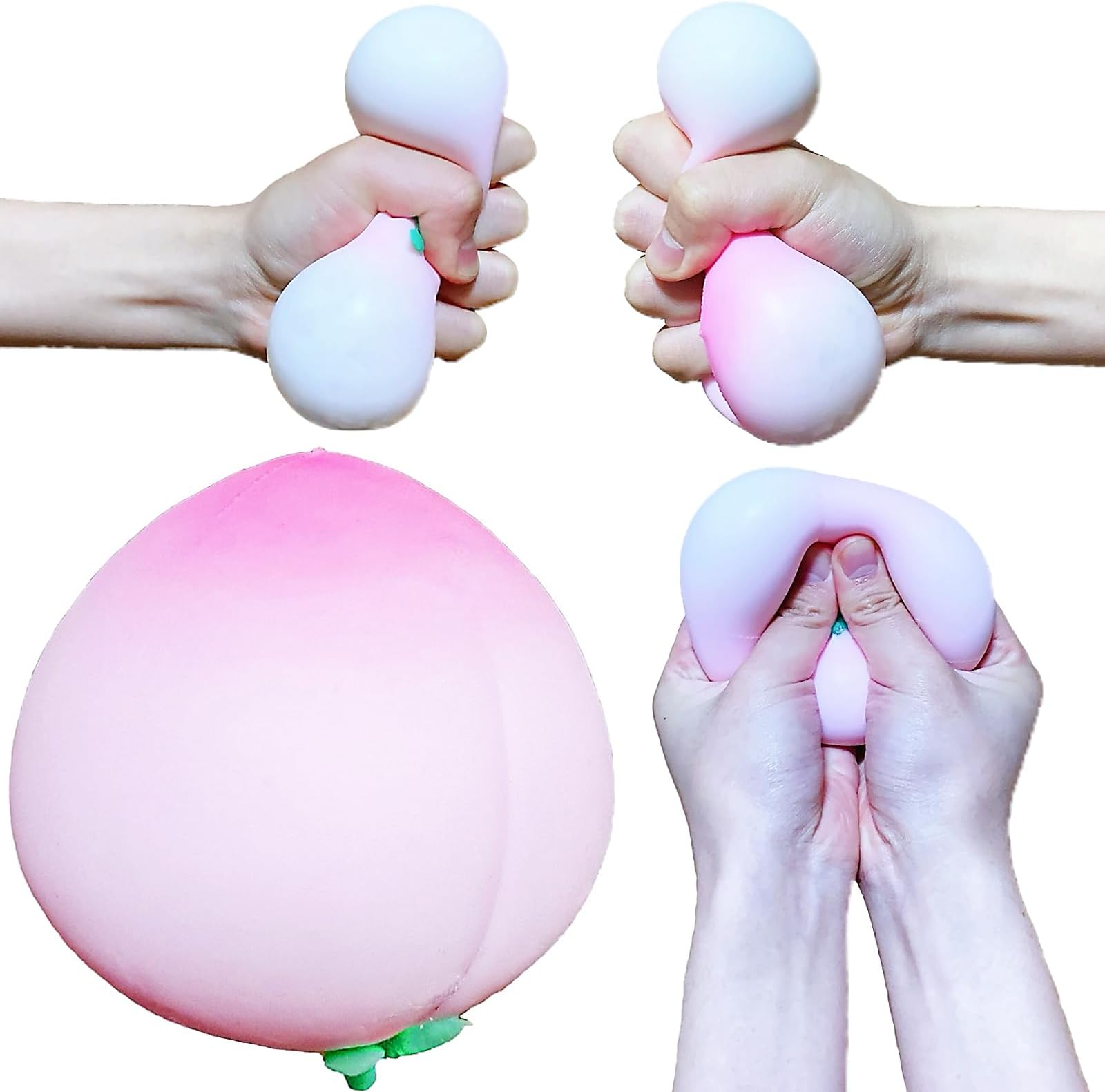 Squishy Stress Balls Peach Squeeze Ball 1 Pack, Stretchy Fruit Stress Dough Ball Squeeze Fidget Sensory Toys, Pink Peach Squishy Toys for Kids ＆ Adults, Ideal for Autism/ADHD/Teens Anxiety