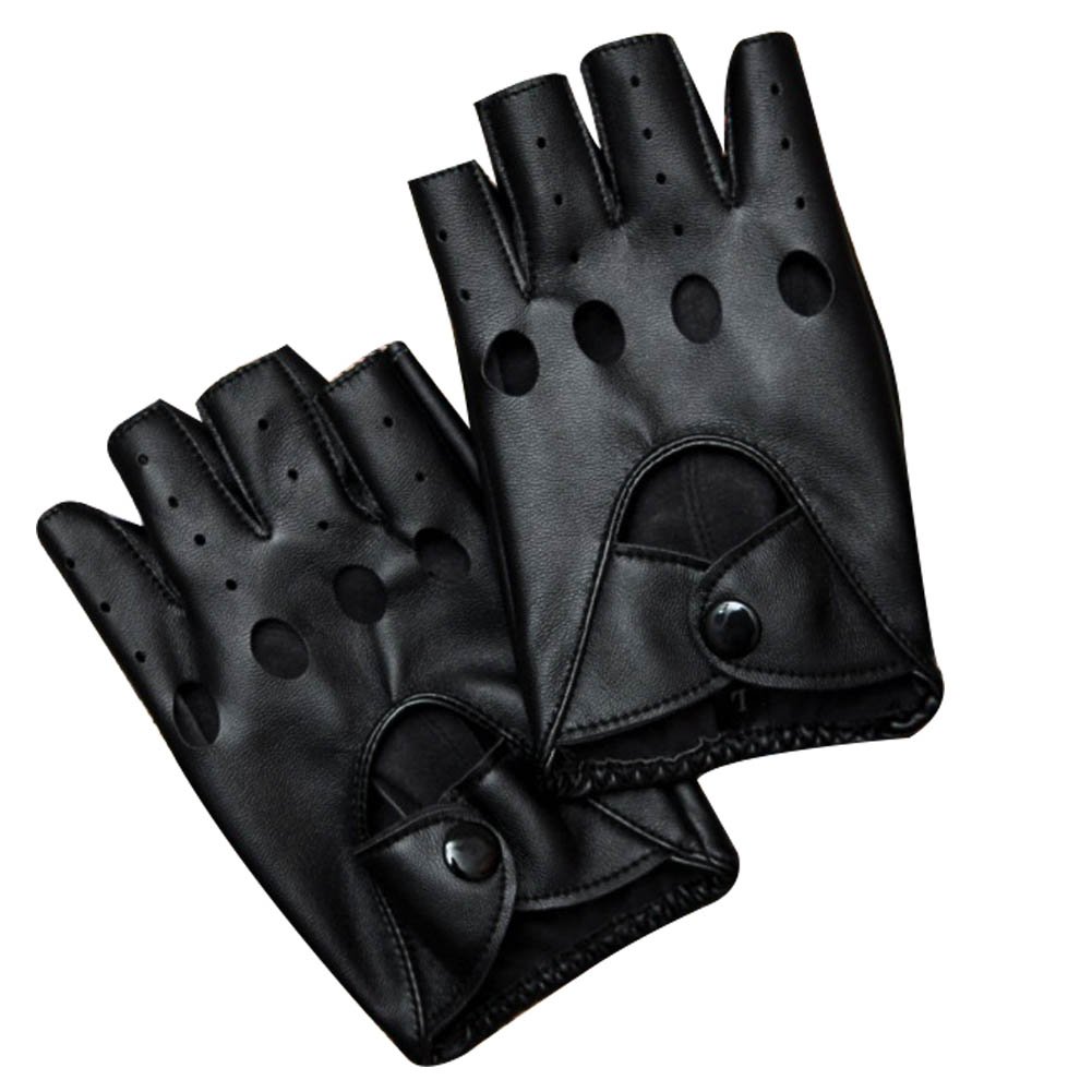 BAOBAOWomen PU Leather Hollow Half Finger Fingerless Driving Performance Gloves