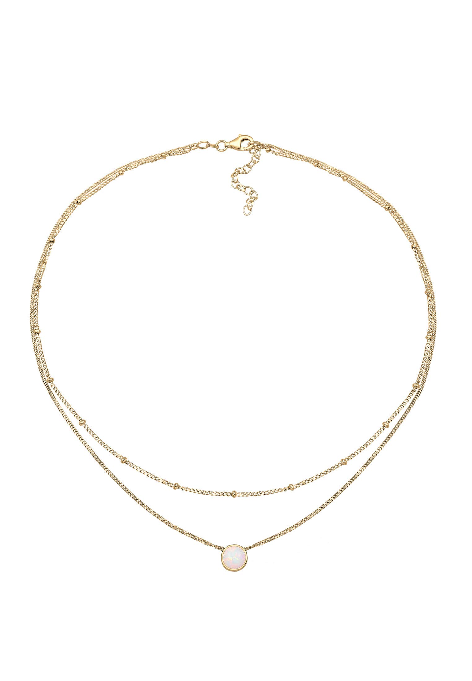 Elli Halskette Damen Choker Kugel Layer Trend mit Synthetischem Opal