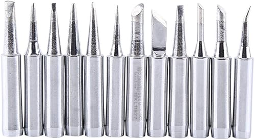 Miniatura 2 de 12 Uds 900M-T Plata Cobre Recubrimiento Hierro Puntas con Estaño y Hierro Doble Plating para 936 937 938 969 8586 852D Estaciones de Soldadura