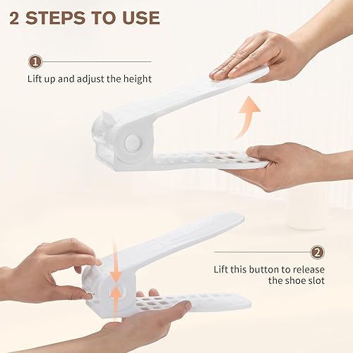 Miniatura 5 de Organizador de ranuras para zapatos, apiladores de zapatos ajustables, soporte para zapatos de doble piso, zapatero de almacenamiento, ahorro de