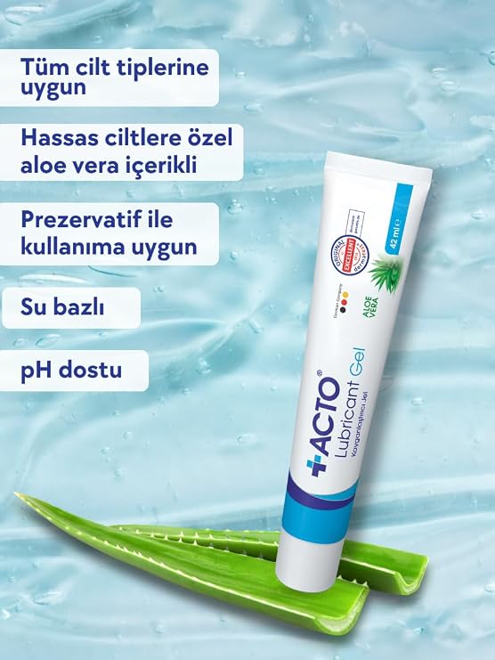 ACTO® LUBRICANT GEL 42 ml – Water Based, Skin Friendly Lubricating Gel | Transparent, Odorless and Containing Aloe Vera | Effective Against Vaginal Dryness | Compatible with Condoms and Latex Products