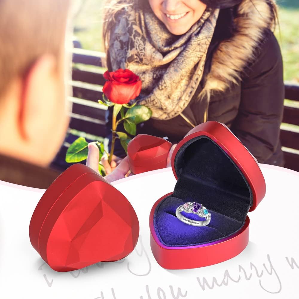 Lovejewelry Personalized Mothers Rings with 3 Birthstones for Mom Grandma Meaningful Engraved Rings for Women Girlfriend Valentines Day