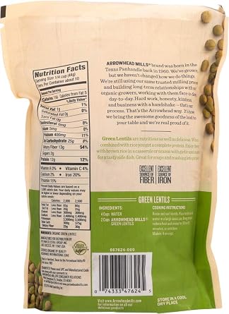 Arrowhead Mills Organic Green Lentils -- 16 oz - 2 pc