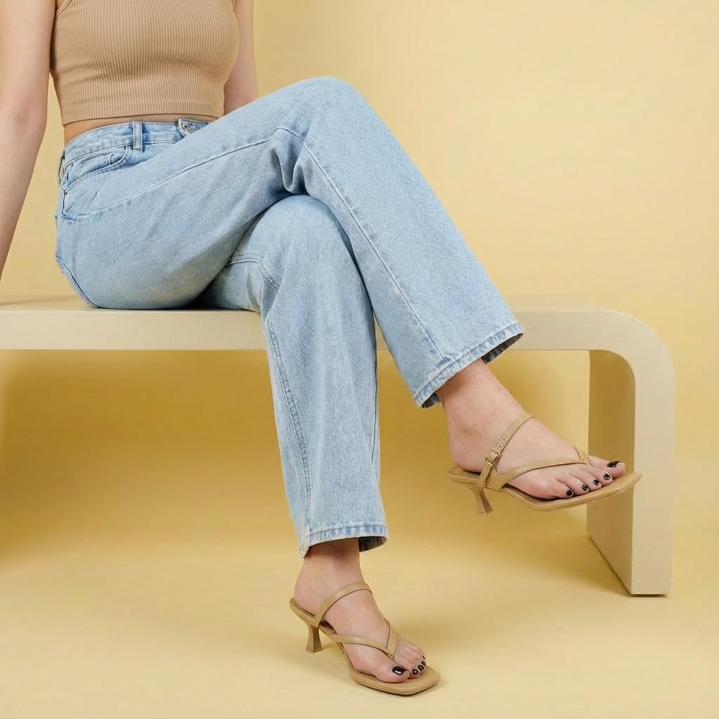 CUSHIONAIRE Madrid Kitten Heel Square Toe Women's Sandals - Comfortable Dressy Strappy Heels Sandals for Women, Wide Widths Available