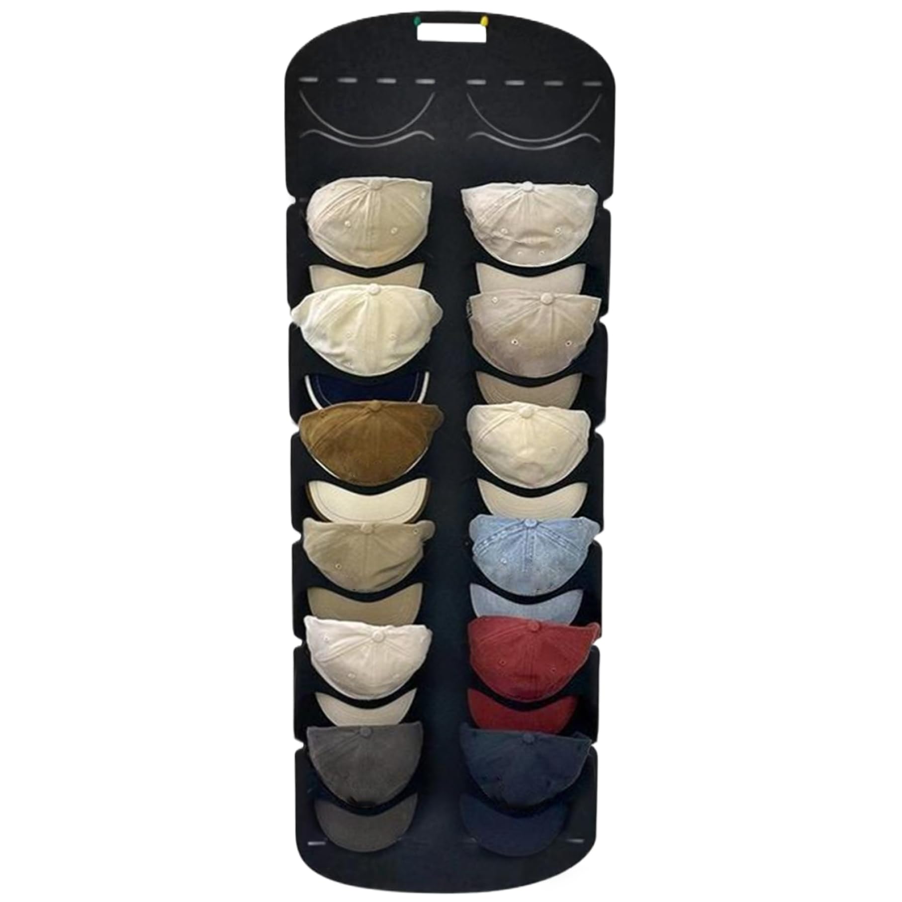 Sjfbebsy Over the Door Hat Organizer 14 Pockets Visible Black Felt Cloth Hat Rack, 51x8 Inch Capacious Baseball Cap Organizer for Baseball Golf and Sports Caps, for Caps