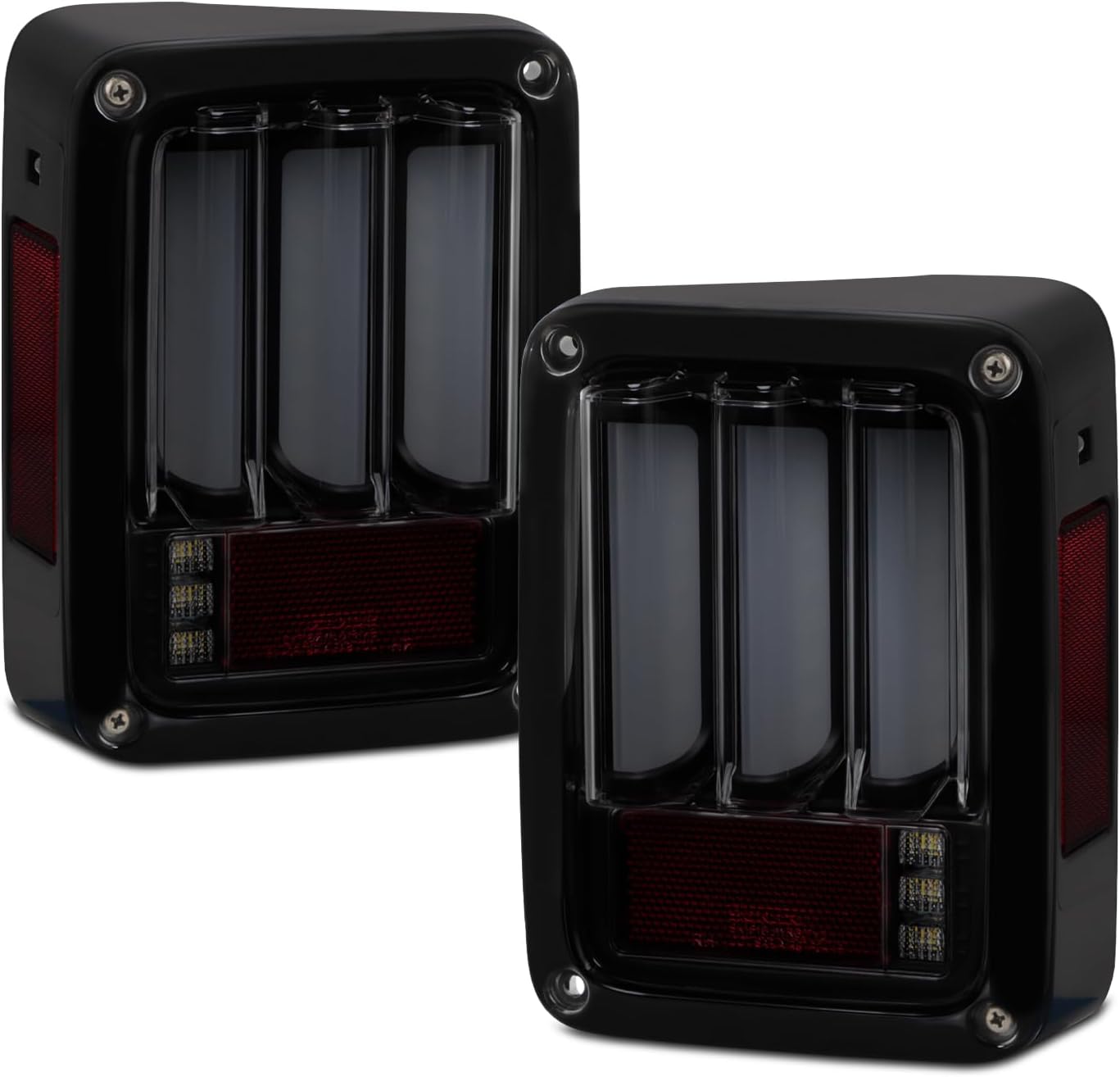 AKKON - For 2007-2018 Jeep Wrangler JK Sequential Signal LED Tail Lights Lamps Assembly - Black Smoked